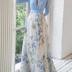 Stunning Floral Print V-Neck Maxi Dress