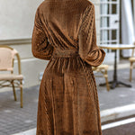 Zeagoo Velvet Dress V-Neck Long Sleeve Stretch Mini Dress