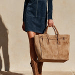 Navy half-zip straight-cut suede mini dress