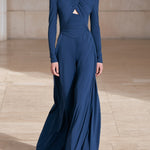Navy Slim Fit Long Sleeve Party Jumpsuit