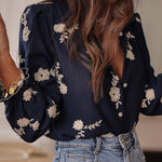 Women's Long-Sleeve Embroidered Chiffon Blouse
