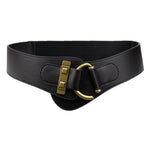 Retro versatile coffee-colored wide elastic belt accessories