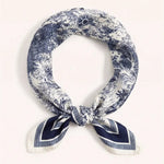 Navy Blue Toile De Jouy Landscape Print Square Scarf