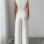 Women's Elegant Solid-Color Vest and Straight-Leg Trouser Set