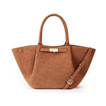 Versatile vintage faux suede tote bag