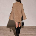 Camel Faux Suede Turtleneck Mini Dress
