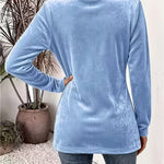 Women's Solid-Color Loose Mid-Length Golden Velvet Cardigan Coat