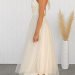 Fairy Vibes Tulle Gathered Detail Halter Maxi Dress