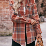 Zeagoo Loose Fit Plaid Shirt Casual Long Sleeve Lapel Collar Button Tunic Tops