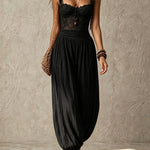Grey Lace Bandeau and Pleated Cotton Harem Pants Set