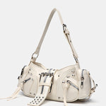 Rivet one-shoulder commuter crossbody motorcycle bag
