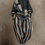 Casual Color-Block Printed Long-Sleeve Top And Pants Set