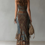 Elena™ | Printed One-Shoulder Maxi Dress with Ruffled Slit