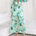 Zeagoo Women's Boho Floral Printed V Neck Lantern Long Sleeve Waist Cut Out Back Casual Jumpsuit Romper