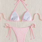 Sexy Backless Strappy Lace Triangle Bikini