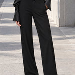 Black Draped One Shoulder Satin Top Two Piece Outfit