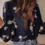 Women's Long-Sleeve Embroidered Chiffon Blouse