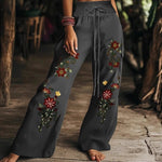 Women's floral print casual trousers