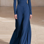 Navy Slim Fit Long Sleeve Party Jumpsuit