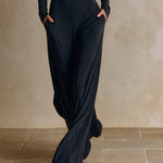 Black One‑Shoulder Party Wide‑Leg Jumpsuit