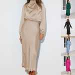 Ruby Anderson | Satin High-Neck Midi Dress For Women