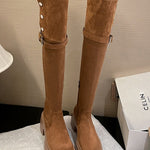 Over the knee boots brown long boots knight boots