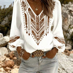 Puff Sleeve V-Neck Blouse Loose Fit