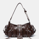 Rivet one-shoulder commuter crossbody motorcycle bag