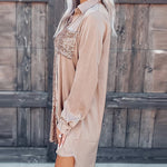 Zeagoo Long Sleeve Mini Shirt Dress Lapel Button Sequin Short Dresss