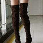 Women's suede solid color high boots