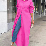 Zeagoo Women's Button Down Maxi Shirts Dress Long Sleeve Collared V Neck Kaftan Loose Long Dress Coat