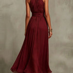 Solid Color Chiffon Halter Maxi Dress