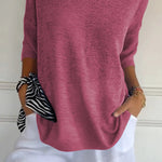 Solid Color Knitted V-neck Top