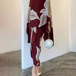 HIGH COLLAR FLORAL ELEGANT SLIM SET