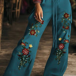 Women's floral print casual trousers