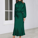 Ruby Anderson | Satin High-Neck Midi Dress For Women