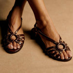 OLIVE | Studded Cut-Out Sandals