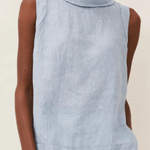 Linen Short-sleeved Blouse With A Round Neck