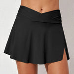 Zeagoo Women's Crossover Tennis Skirt High Waist Tummy Control Ruched Bikini Bottoms with Pockets