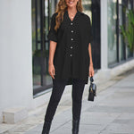 Zeagoo Long Cuffed Sleeve Shirts Button Down V Neck Blouse Loose Fitting Tops