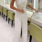 Feather Sexy Off Shoulder Sleeveless Slim Jumpsuit