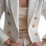 Chic Solid Long Sleeve Buttons Slim Coat