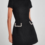 Exquisite And Playful Pearl Trim Pocket Mini Dress