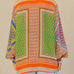 Colorful Unique Print Balloon Sleeve Button Loose Shirt