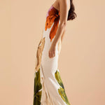 Elegant Exquisite Floral Print One-shoulder Maxi Dress
