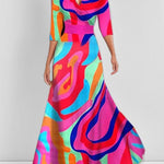 Elegant Mid Sleeve Maxi Dress