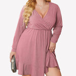 Zeagoo Plus Size Glitter Dress Long Sleeve Ruffle Hem Swing Dresses