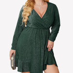 Zeagoo Plus Size Glitter Dress Long Sleeve Ruffle Hem Swing Dresses