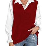 Zeagoo Sweater Vest Women Sleeveless V Neck Oversized Pullover