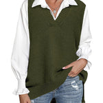 Zeagoo Sweater Vest Women Sleeveless V Neck Oversized Pullover
